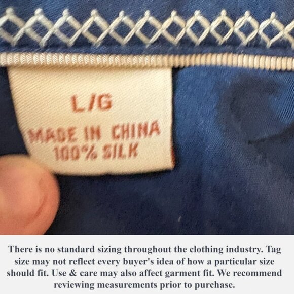 Tommy Bahama Mens Large 100% Silk Shirt Blue Black Stripe Washable Button Down - Picture 11 of 13